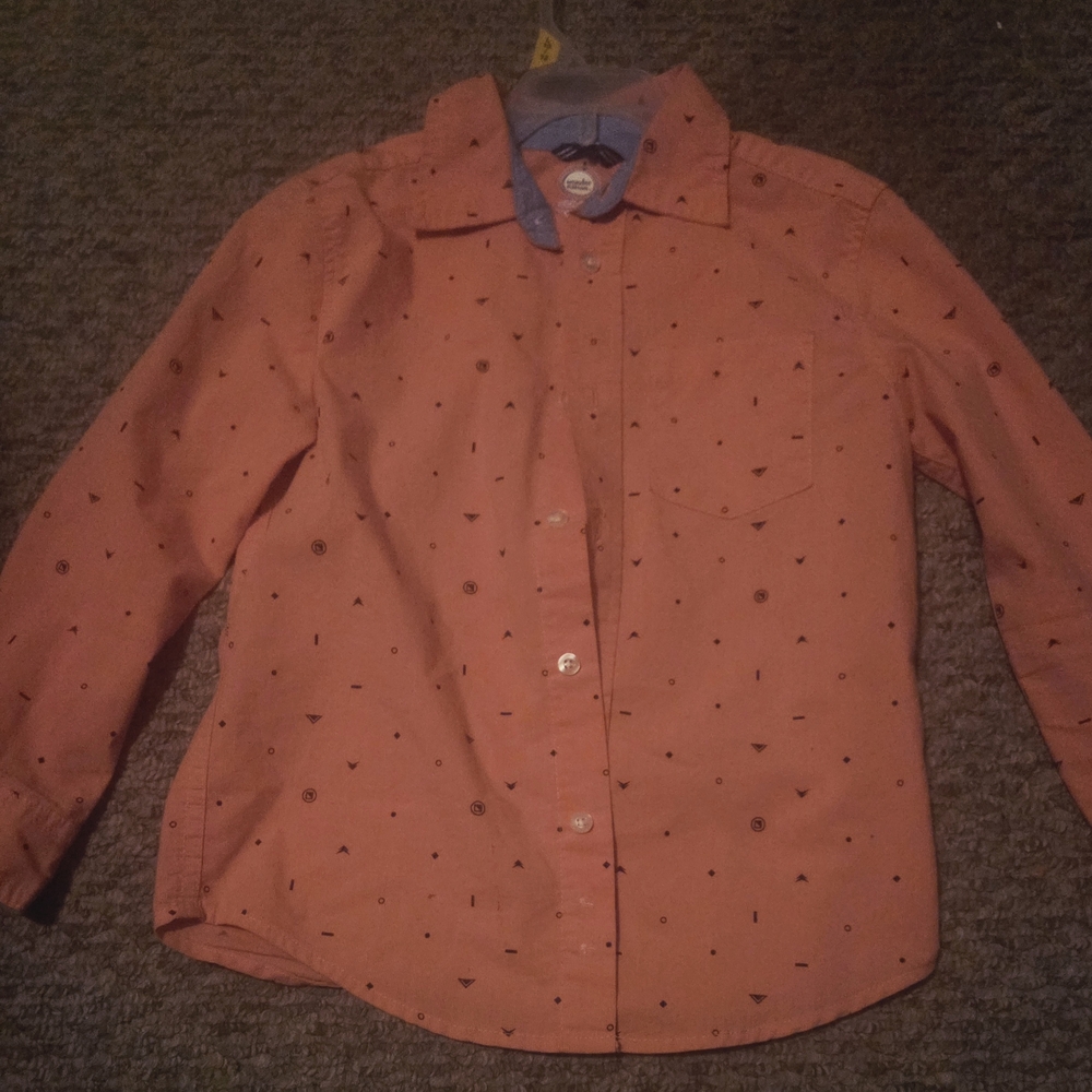 Orange Button-Up Shirt with Pattern